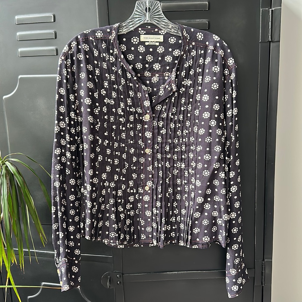 Isabel Marant ETOILE Pleated Floral Blouse, Sz 42